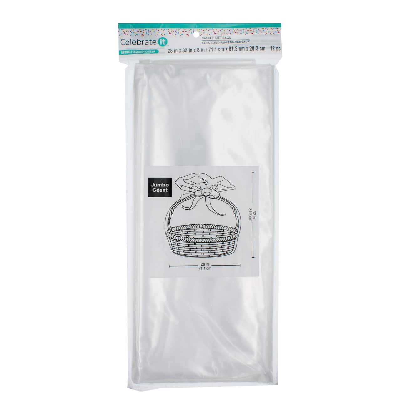 12 Packs: 12 ct. (144 total) Jumbo Clear Basket Gift Bags by Celebrate It™